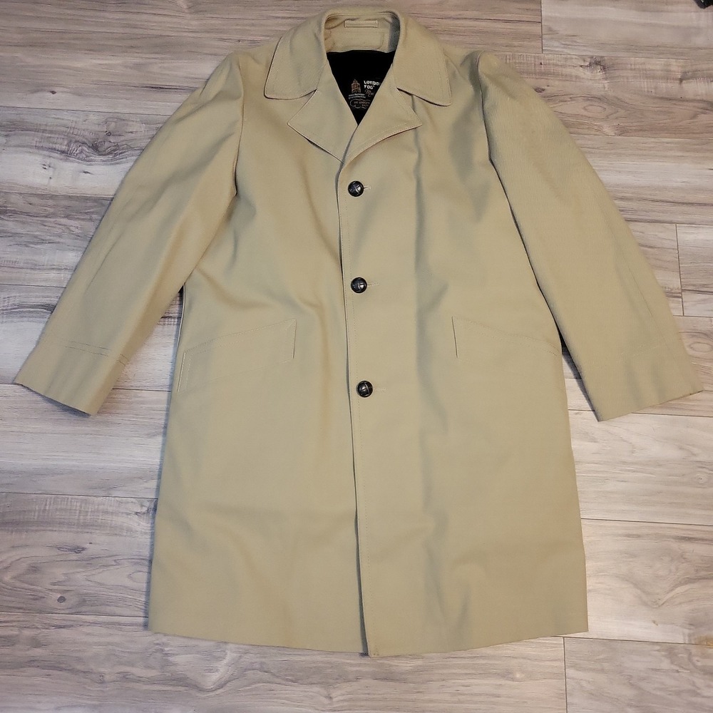 London Fog Maincoats Men's Trench Coat Removable Faux Fur Lining Vintage 38 Reg